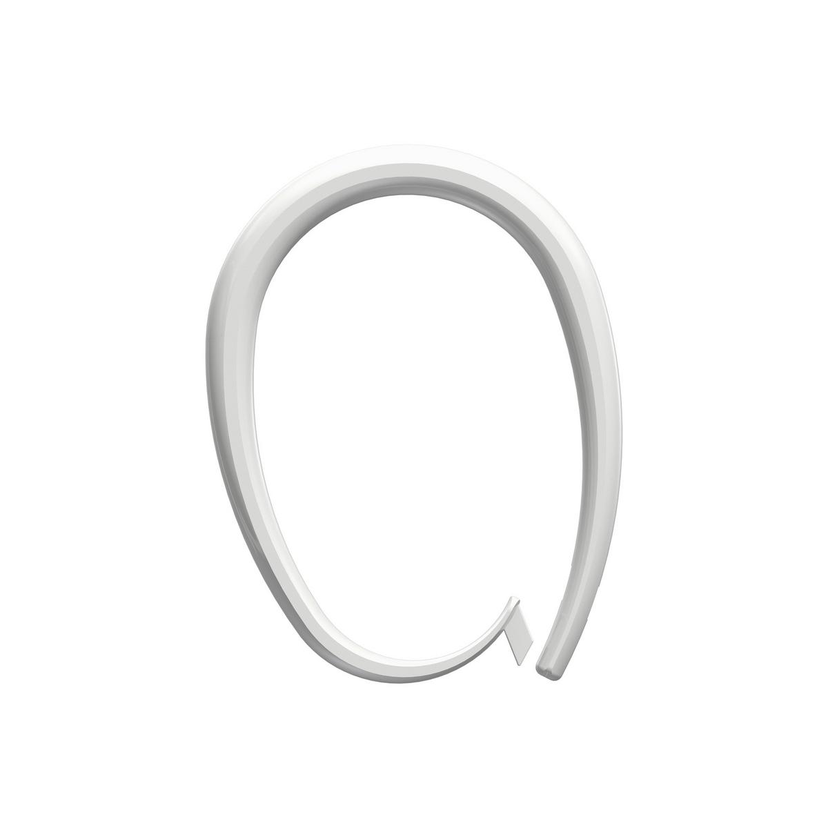 DUSCHVORHANGRINGE verschließbar 65/49 mm für Duschvorhangstange / Spannstange, Weiß, Packung 10 Stück - Weiß, Kunststoff (35cm) - INTERDECO