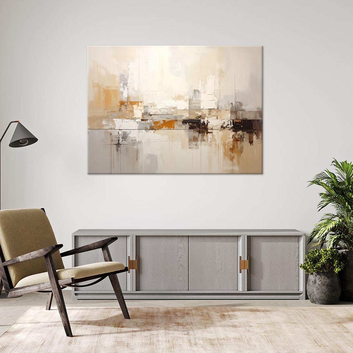 LEINWANDBILD, Beigefarbene moderne Abstrakt - Beige, Textil (45/30cm) - Feeby