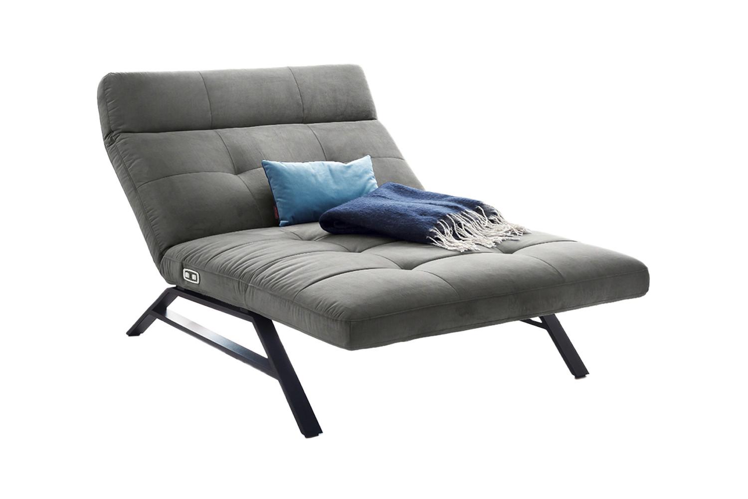 LIEGE MIT MOTORISCHER RELAXFUNKTION AMERIVA Silber Velvet Relaxfunktion - Silberfarben/Schwarz, Textil (120/110/158cm) - KAWOLA