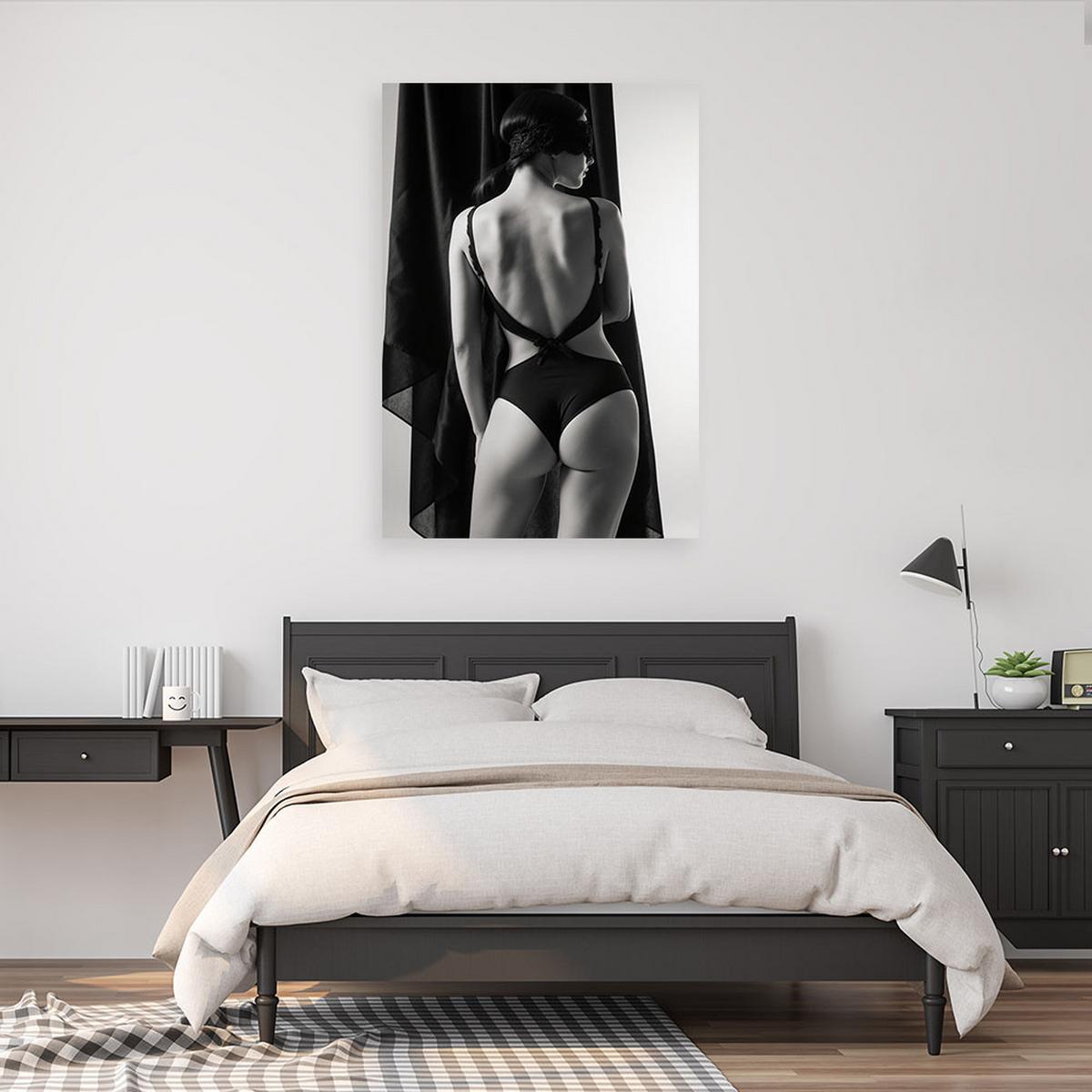 WANDBILD, Nackte Frau schwarz weiß - Schwarz, Textil (60/90cm) - Feeby