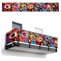 BALKON-SICHTSCHUTZ Abstrakt - Gesicht - Farbenfroh Groß 500x80 cm - Multicolor, Kunststoff (500/80cm) - MuchoWow