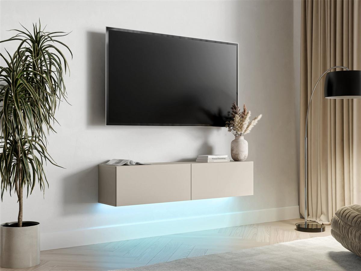 TV-LOWBOARD Govi 140 mit Beleuchtung - Kaschmir, Holzwerkstoff (144/32/32cm) - MIRJAN24