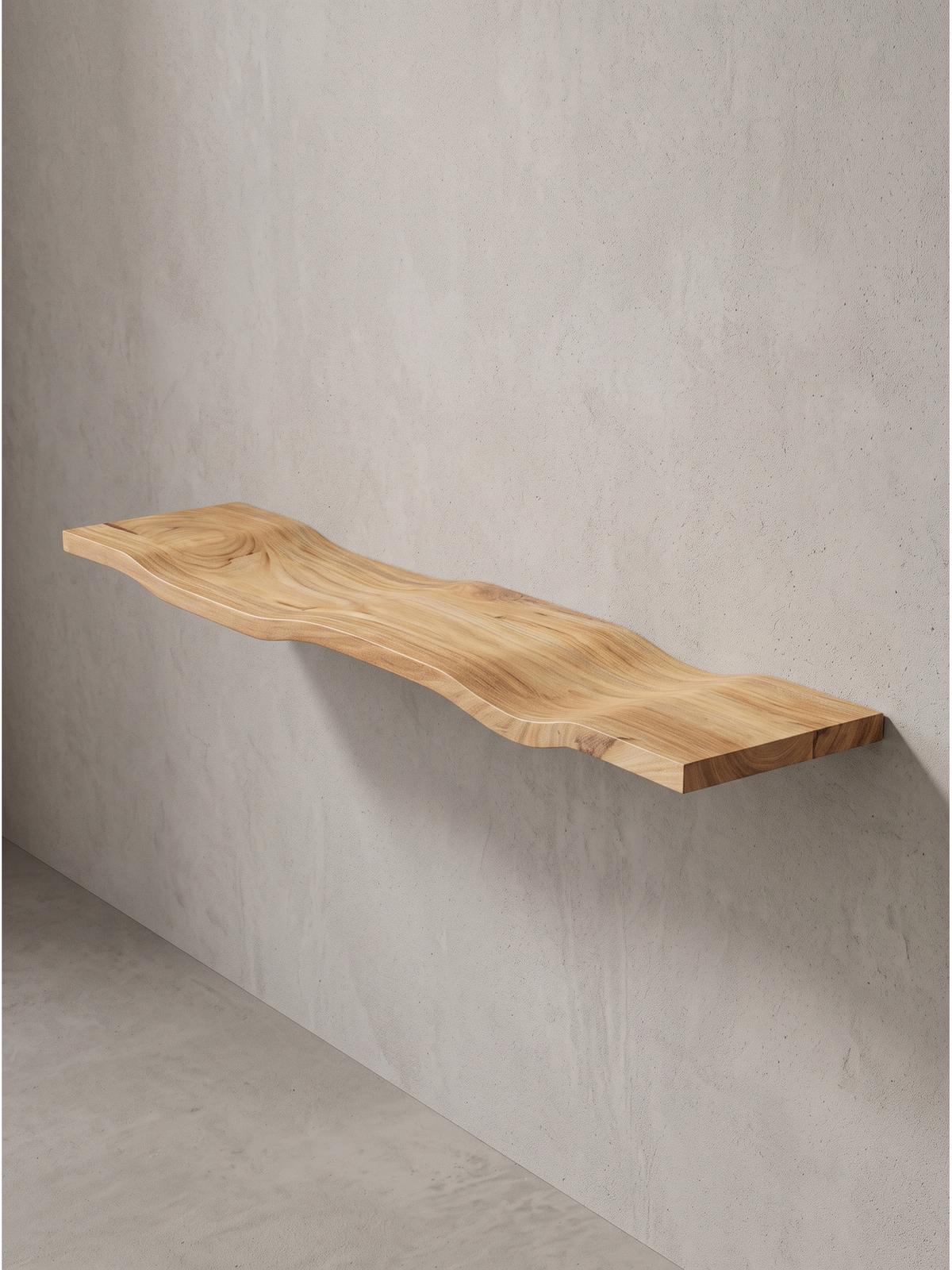 WANDREGAL LEVANTO, Akazie Massivholz, handgefertigt, 120 x 20 x 2,5 cm - Akaziefarben, Holz (120/2.5/20cm) - KADIMA DESIGN