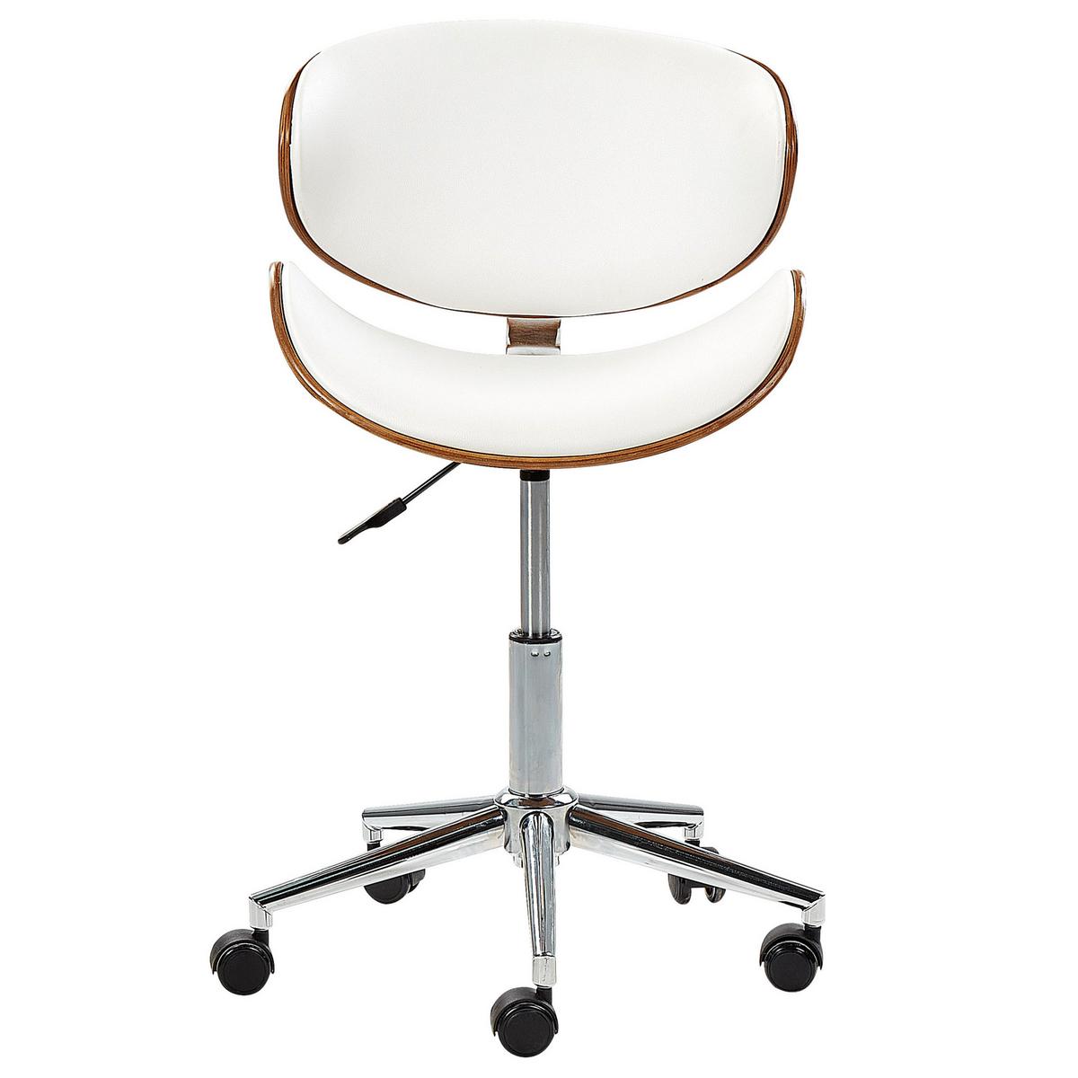 BÜRODREHSTUHL Kunstleder Weiß Rotterdam - Weiß, Textil/Metall (53/83/40cm) - Beliani