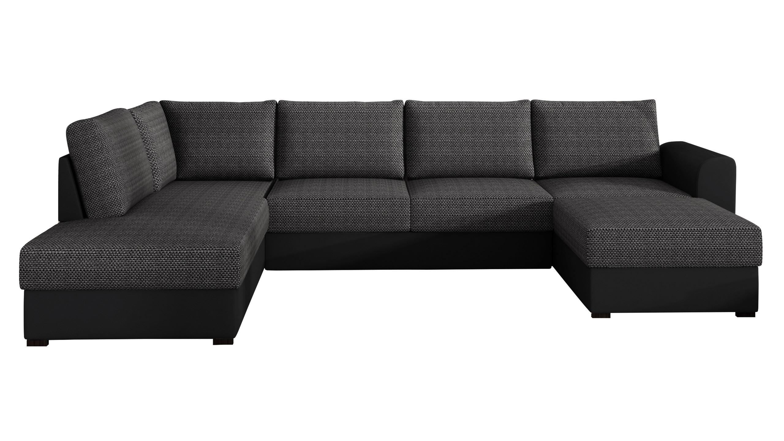 WOHNLANDSCHAFT Wilma, Seite: Links - Schwarz, Holz/Textil (305/85/188cm) - MIRJAN24