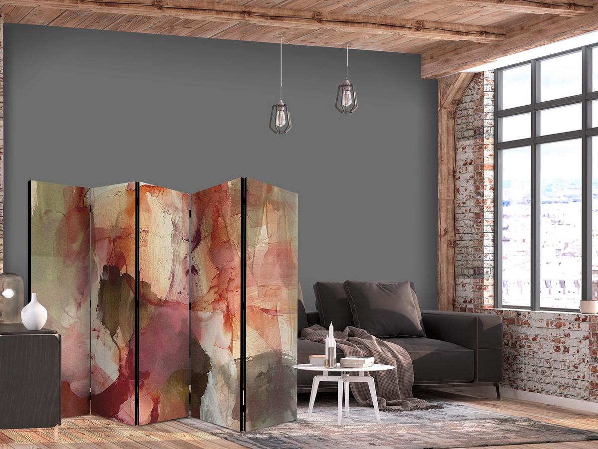 PARAVENT Beidseitig Bedruckter 5-tlg 225x172 cm Abstraktion Boho - Multicolor, Holz/Textil (225/172/3cm) - Muralo