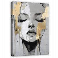 LEINWANDBILDER Abstrakt Frau Modern Bilder Groß 60x40 - Goldfarben, Holzwerkstoff (40/60cm) - Wallarena