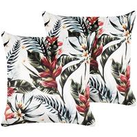 DEKOKISSEN 2er-Set Cremeweiß 45/45 cm Edelweiss - Ecru, Textil (45/45cm) - Beliani