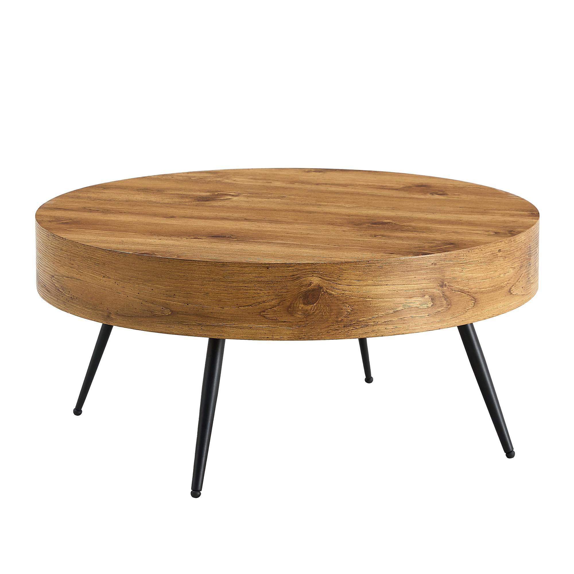 COUCHTISCH holzoptik rund metallbeine kompakt - Naturfarben, Holzwerkstoff (70/70/35.5cm) - Urban Meuble