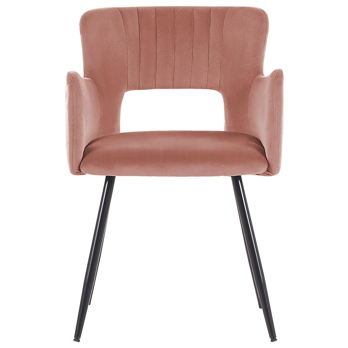 ESSZIMMERSTUHL 2er-Set Samtstoff Rosa Sanilac - Pink, Textil/Metall (52/75/44cm) - Beliani