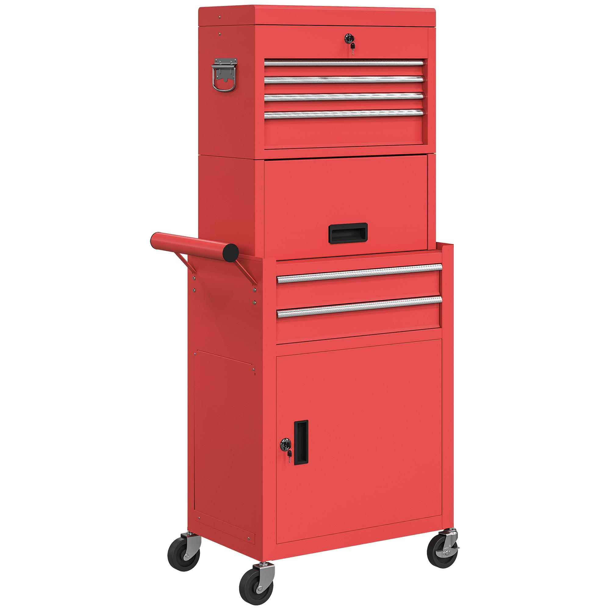 WERKSTATTWAGEN Stahl Rot - Rot, Metall (33.5/131/60.5cm) - HOMCOM