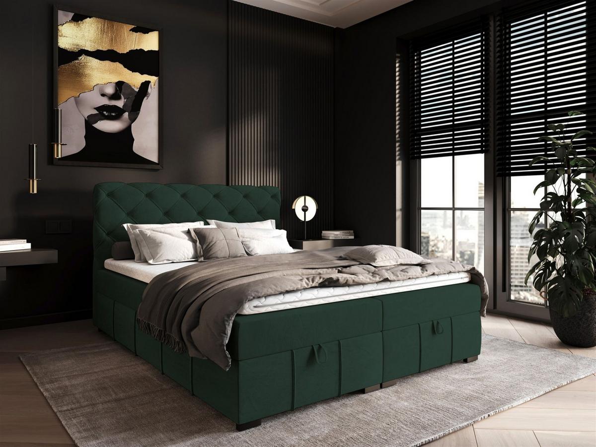 BOXBETT Gisel - Grün, Holzwerkstoff/Textil (120/200cm) - Fun Möbel