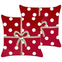 DEKOKISSEN 2er-Set Rot 45/45 cm Gumdrop - Rot/Weiß, Textil (45/45cm) - Beliani