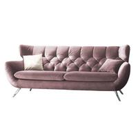 SOFA CHARME Grau Velvet - Silberfarben/Altrosa, Textil/Metall (175/94/95cm) - KAWOLA