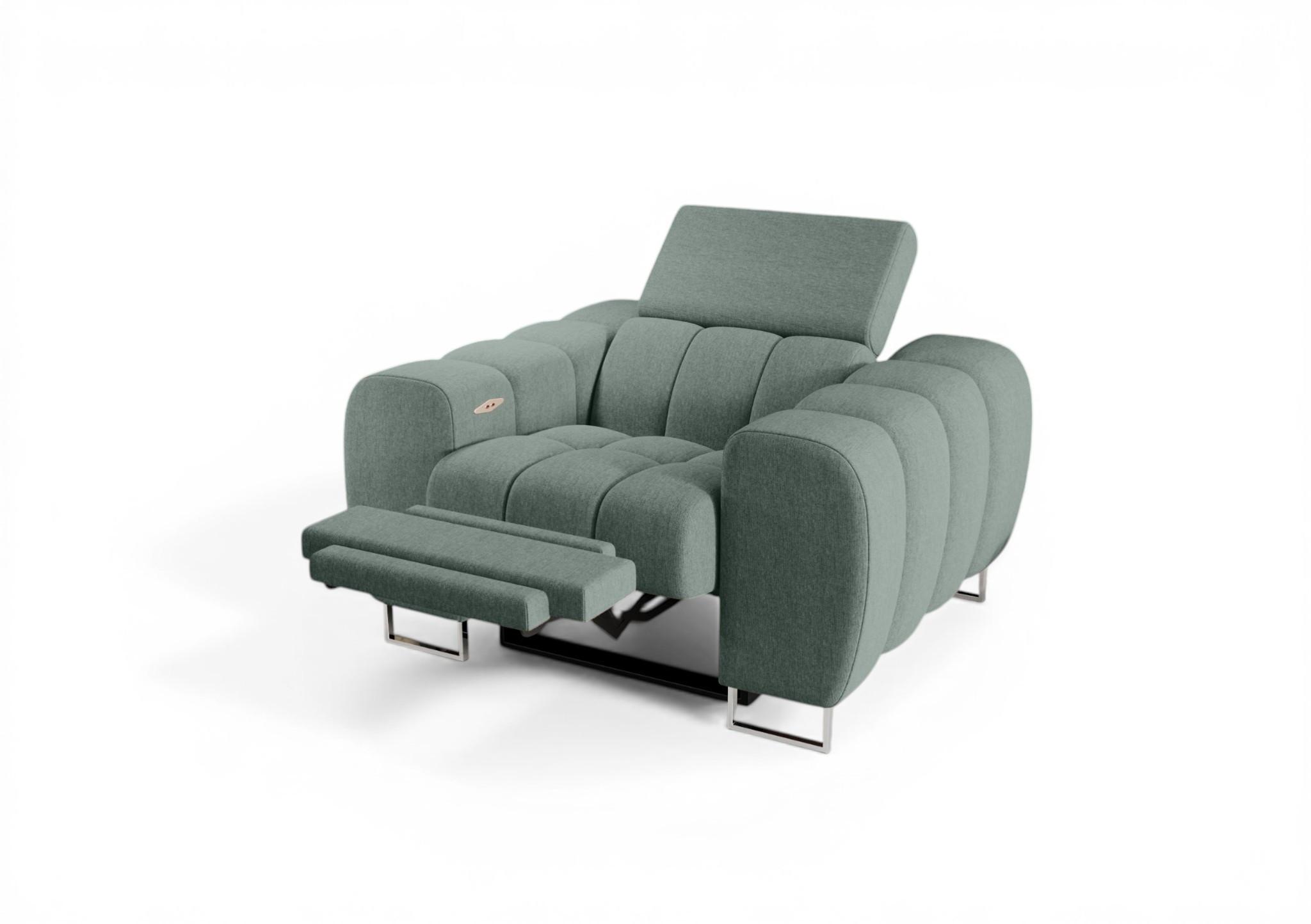 SESSEL Bastien Relax In Stoff Gemma - Grün, Holzwerkstoff/Textil (125/95/97cm) - Fun Möbel