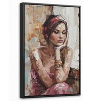 LEINWAND Bilder mit Rahmen - Frau - Lackierung - Porträt - Modern - 20x30 - Altrosa, Textil (20/30cm) - MuchoWow