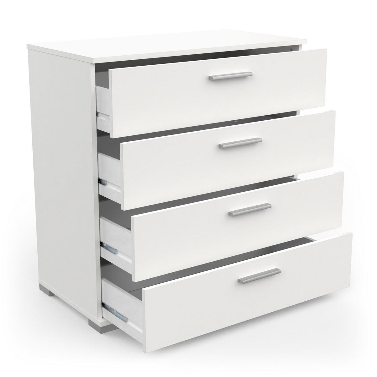 KOMMODE mit 4 Schubladen in Mattweiß - L 79,7 cm - Weiß, Holzwerkstoff (41.9/82.6/87.2cm) - Calicosy
