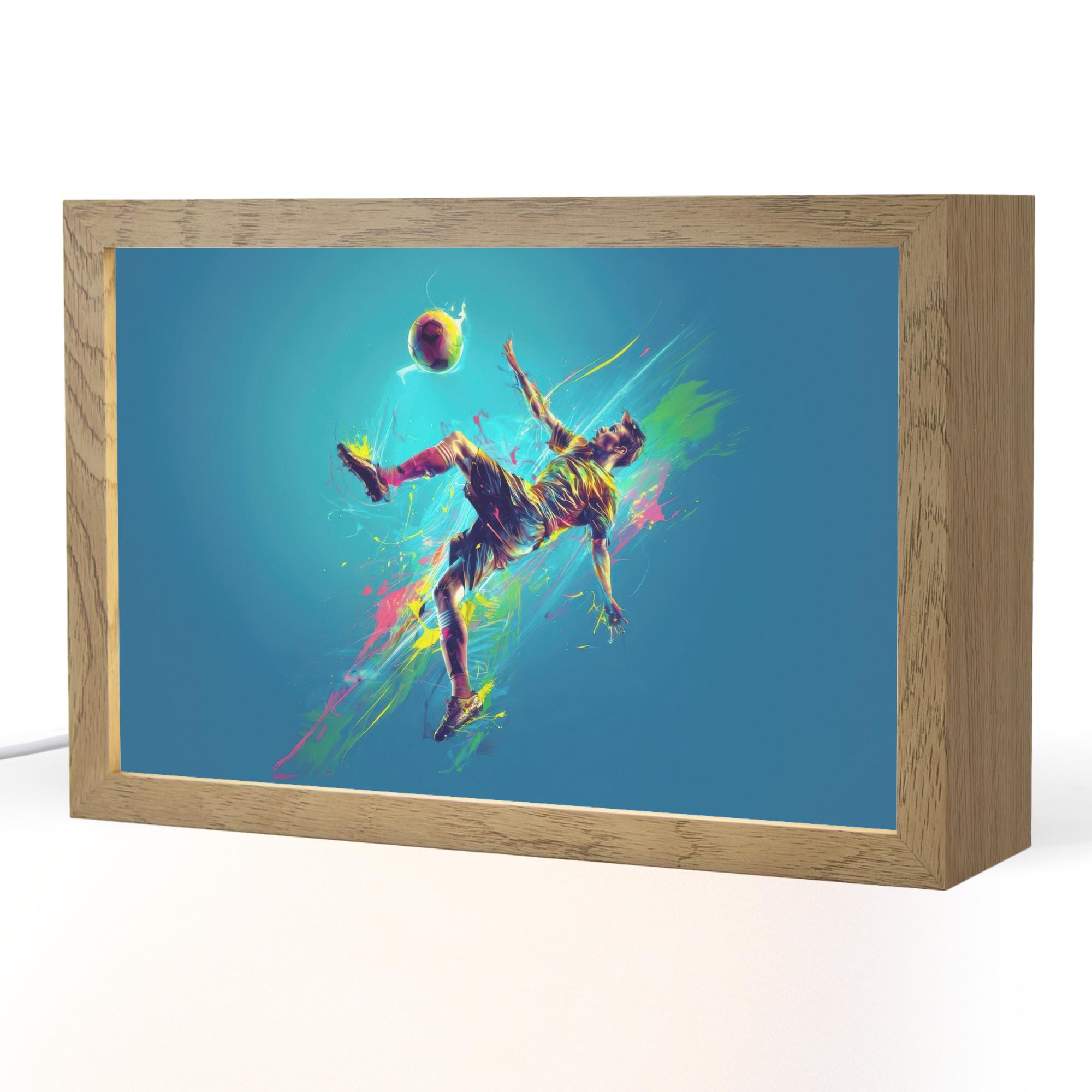 NACHTTISCHLAMPE Fußballer - Farbspritzer - Farbenfroh - Ball 30x20 cm - Blau, Holzwerkstoff (8/30/20cm) - OnlyWow