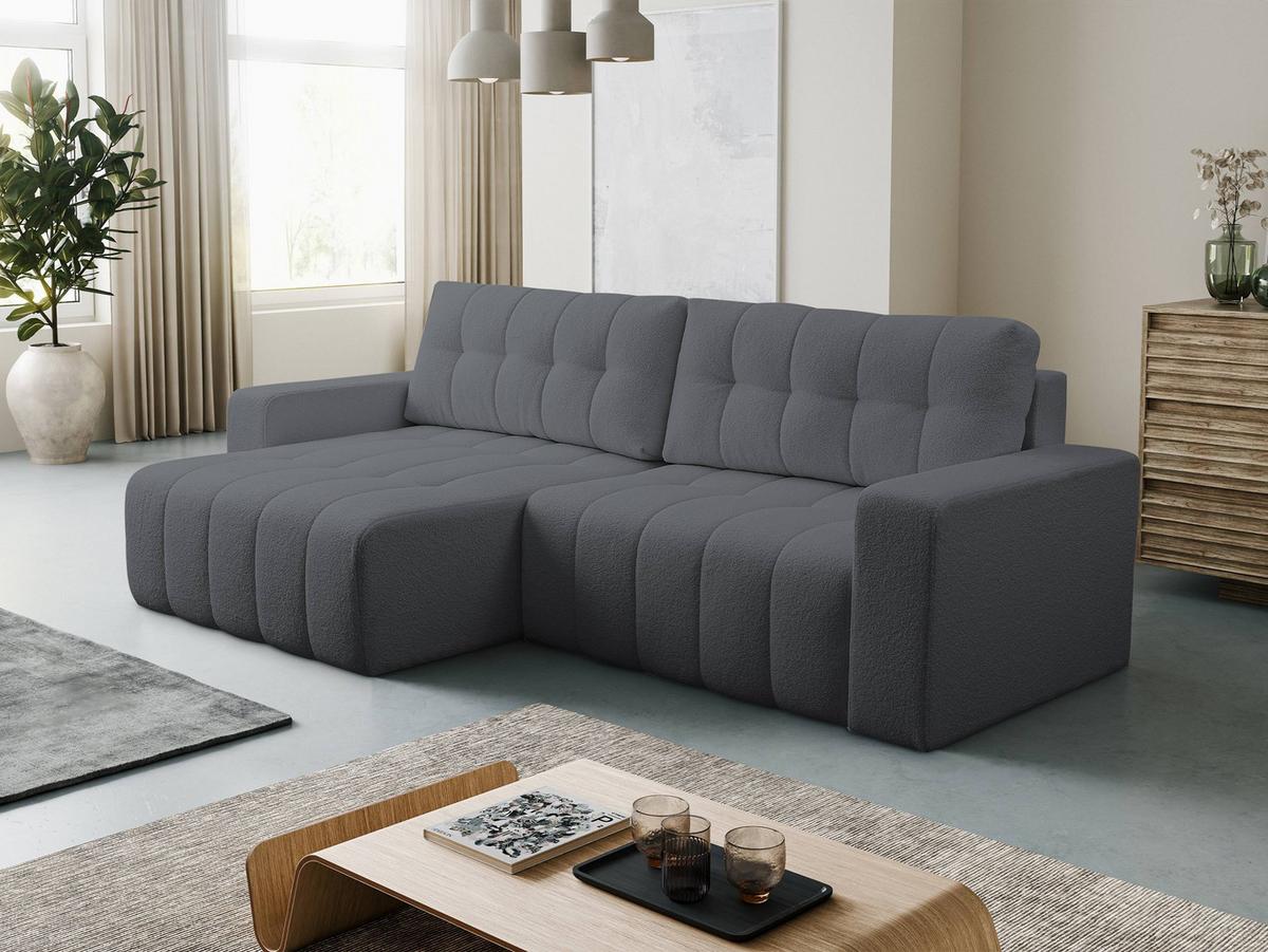 ECKSOFA Masone - Schwarz/Grau, Holz/Kunststoff (245/143cm) - MIRJAN24