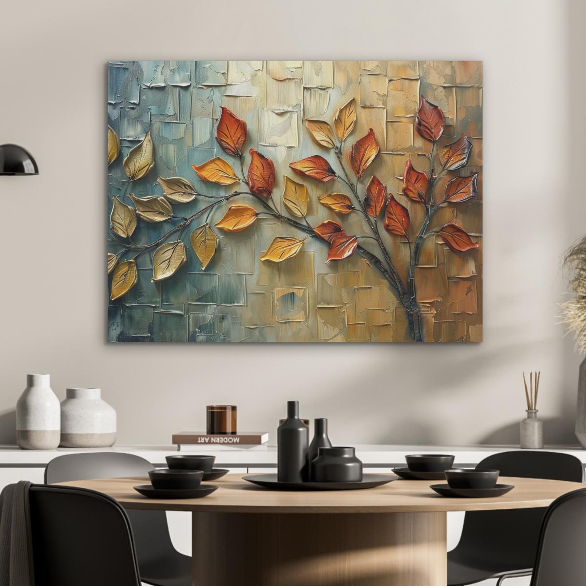 AKUSTIKBILD Baum - Abstrakt - Natur - Kunst Gemälde 80x60 cm - Goldfarben, Kunststoff (80/60/0.9cm) - MuchoWow