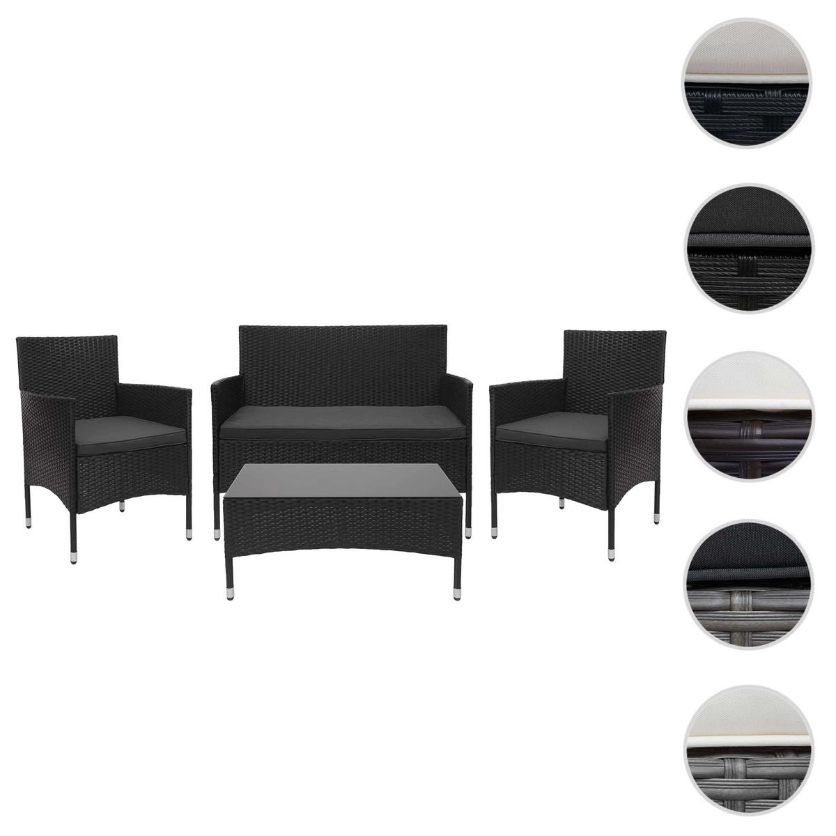 POLY-RATTAN GARNITUR Schwarz, Anthrazit - Anthrazit/Schwarz, Kunststoff - MCW