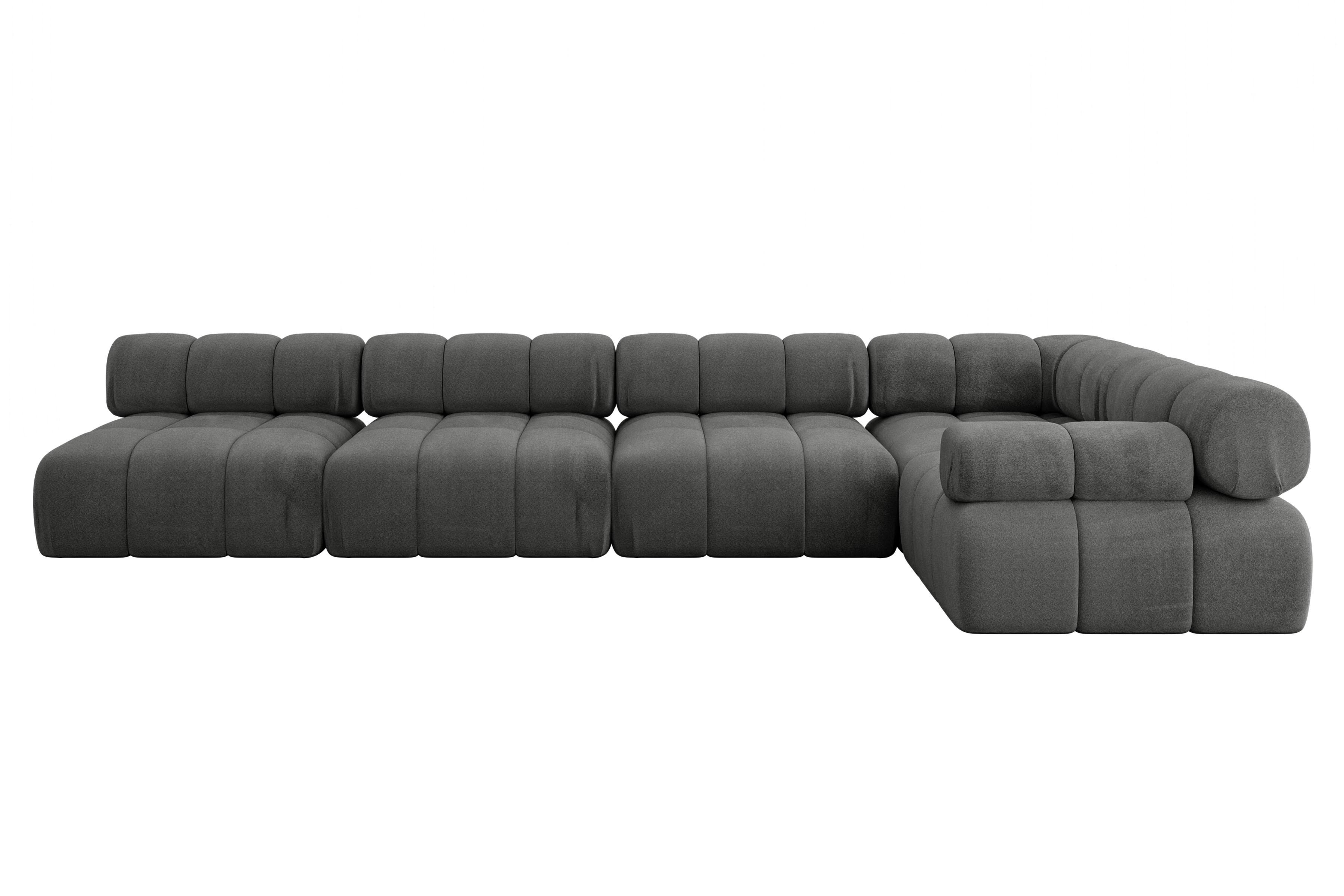 ECKSOFA modulares Sofa Mende-L3 - 380x190x70 cm Dunkelgrau Velours - Dunkelgrau, Holzwerkstoff/Textil (380/190cm) - ALTDECOR