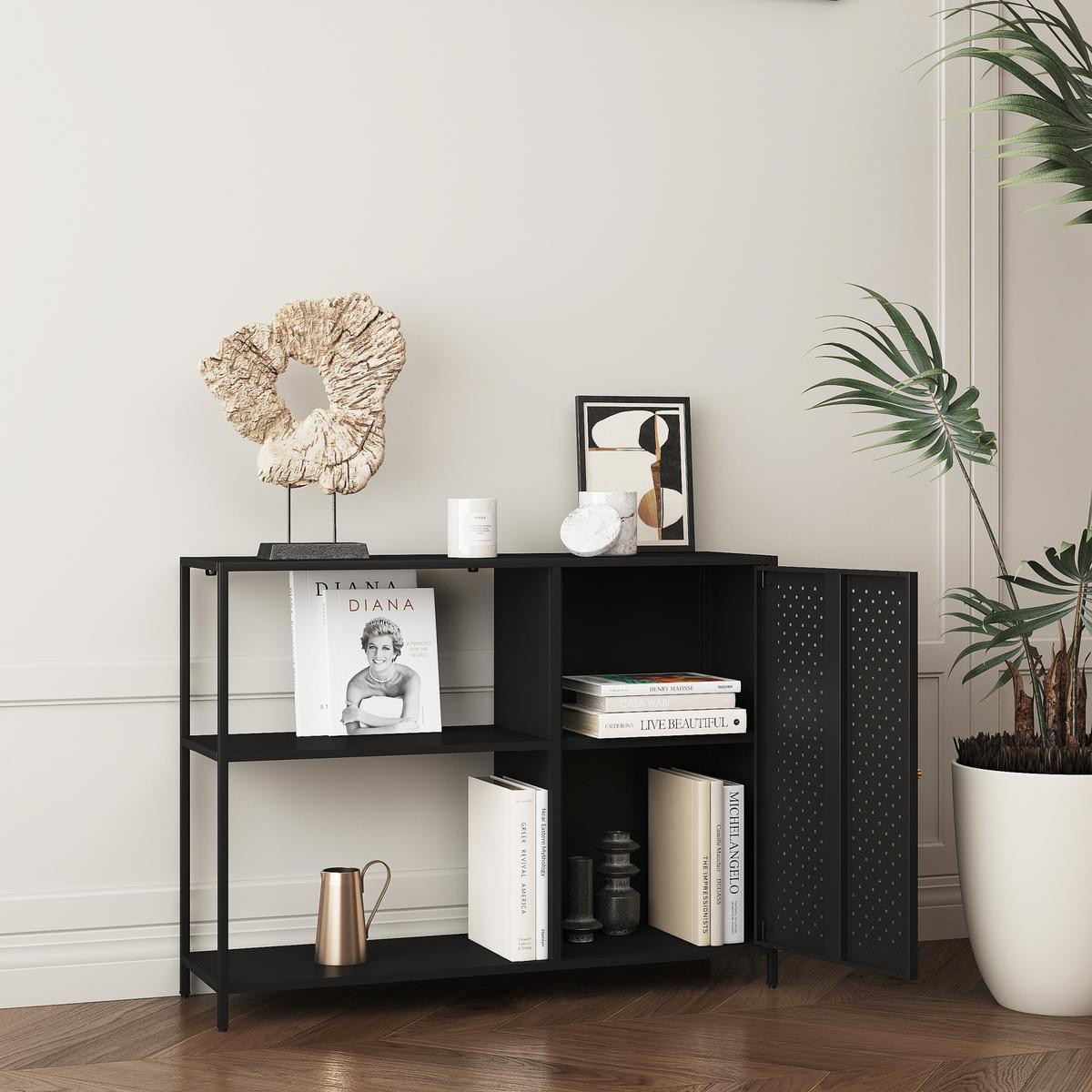 SIDEBOARD Viitasaari - Schwarz, Metall (100/75/30cm) - [en.casa]