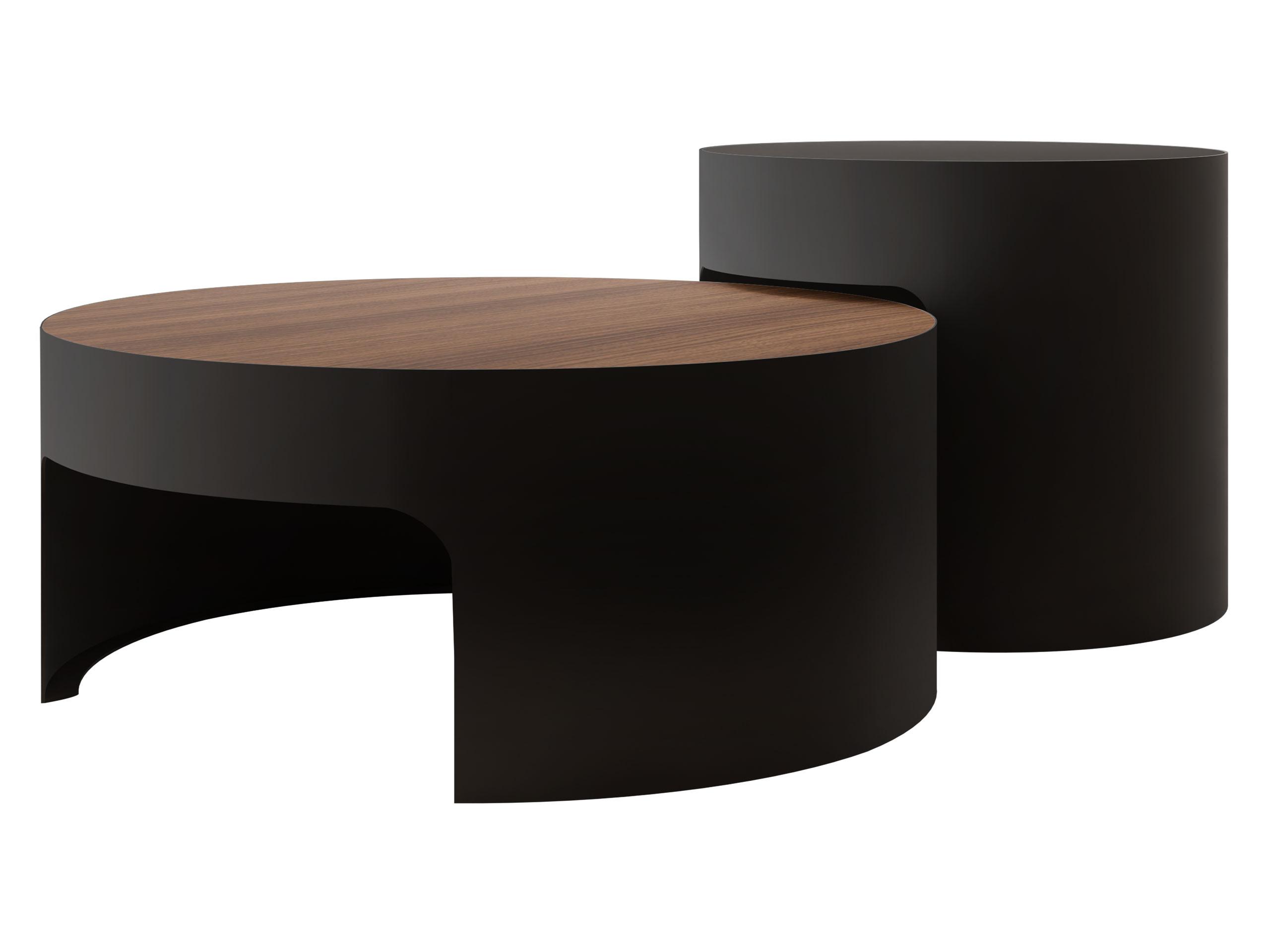 COUCHTISCH-SET Vellaro - Nussbaumfarben/Schwarz, Holzwerkstoff/Metall (76/76/32cm) - MIRJAN24