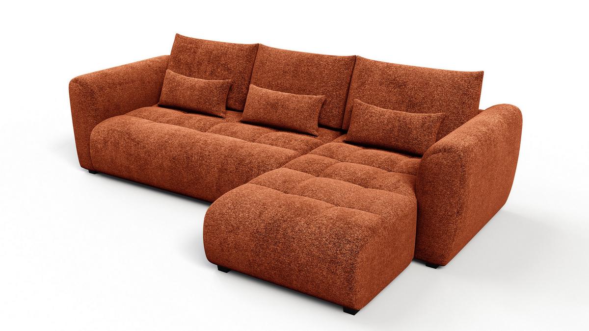 ECKSOFA SORENO 4-Sitzer, orange - Schwarz/Orange, Holz/Textil (293/171cm) - Wozimo