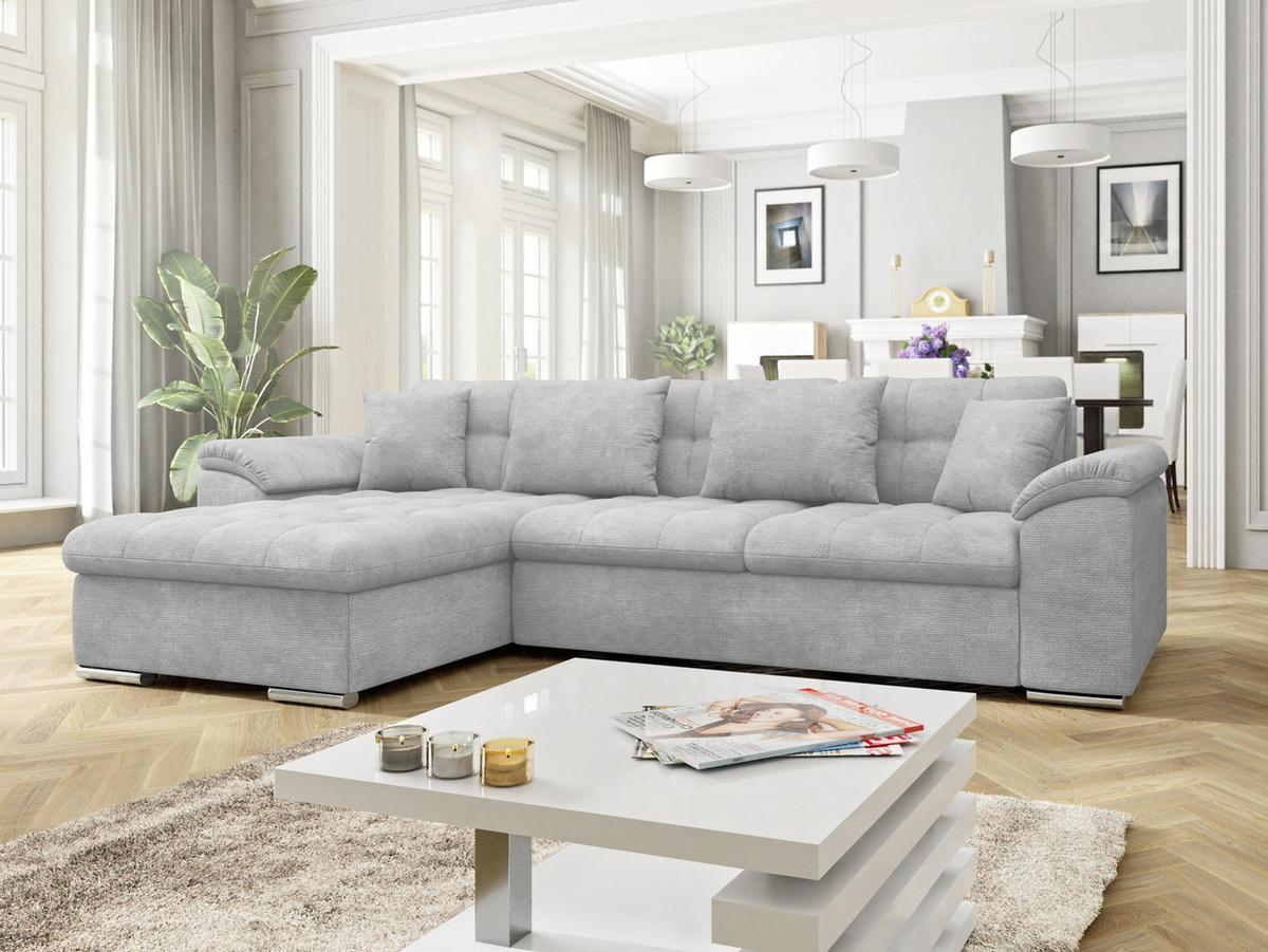 ECKSOFA Diana, Seite: Links - Hellgrau, Holz/Textil (280/160cm) - MIRJAN24