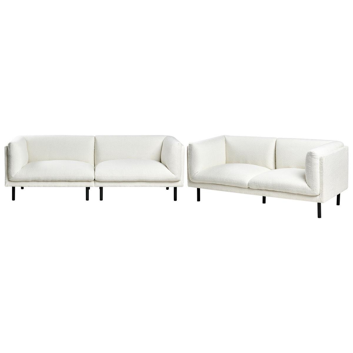 SOFA-SET 5-Sitzer Bouclé Cremeweiß Vorgod - Creme/Weiß, Textil (220/76/84cm) - Beliani