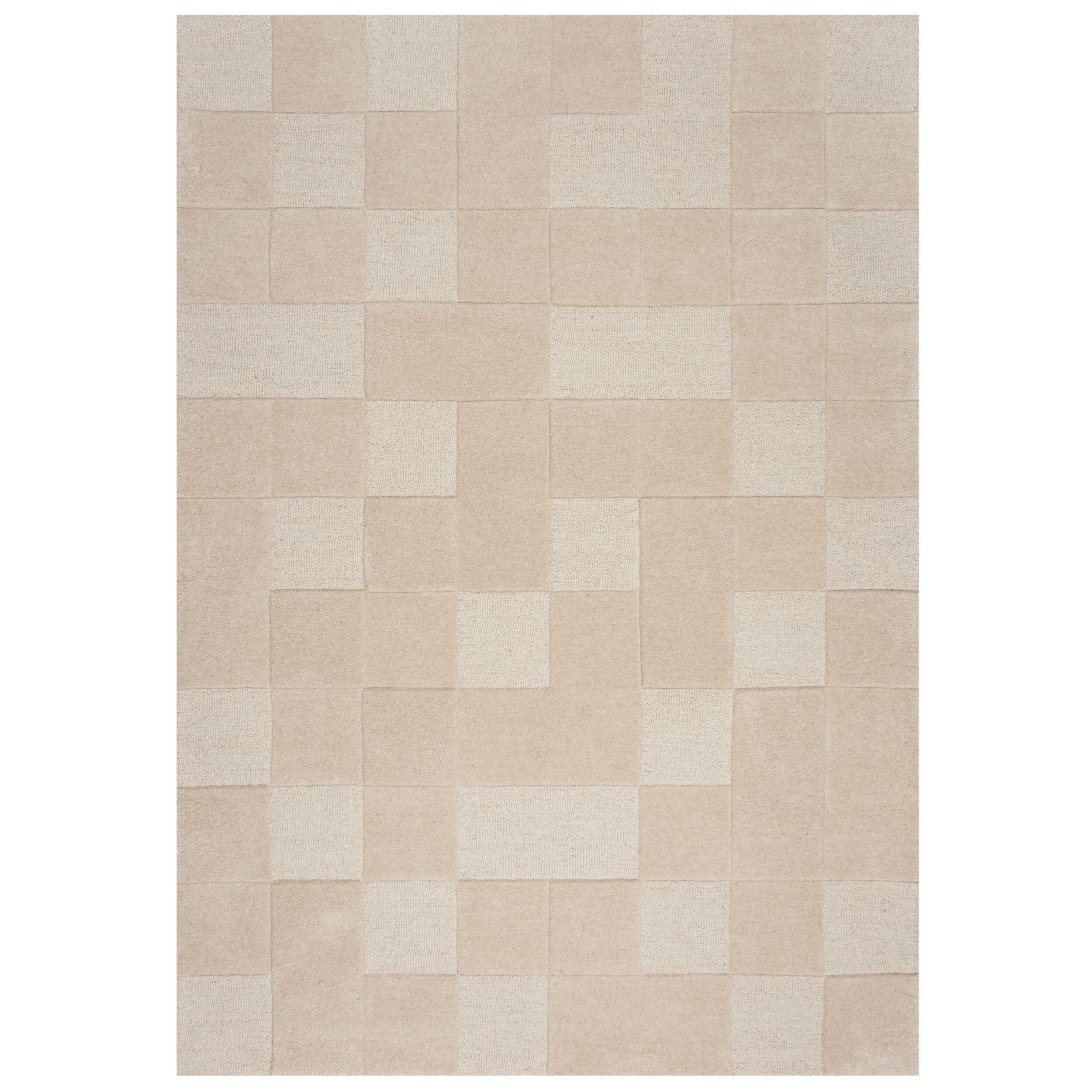 TEPPICH aus Wolle DEBEN in Natur, mit Schachbrettmuster, 160 x 230 cm - Beige, Textil (230/160cm) - KADIMA DESIGN