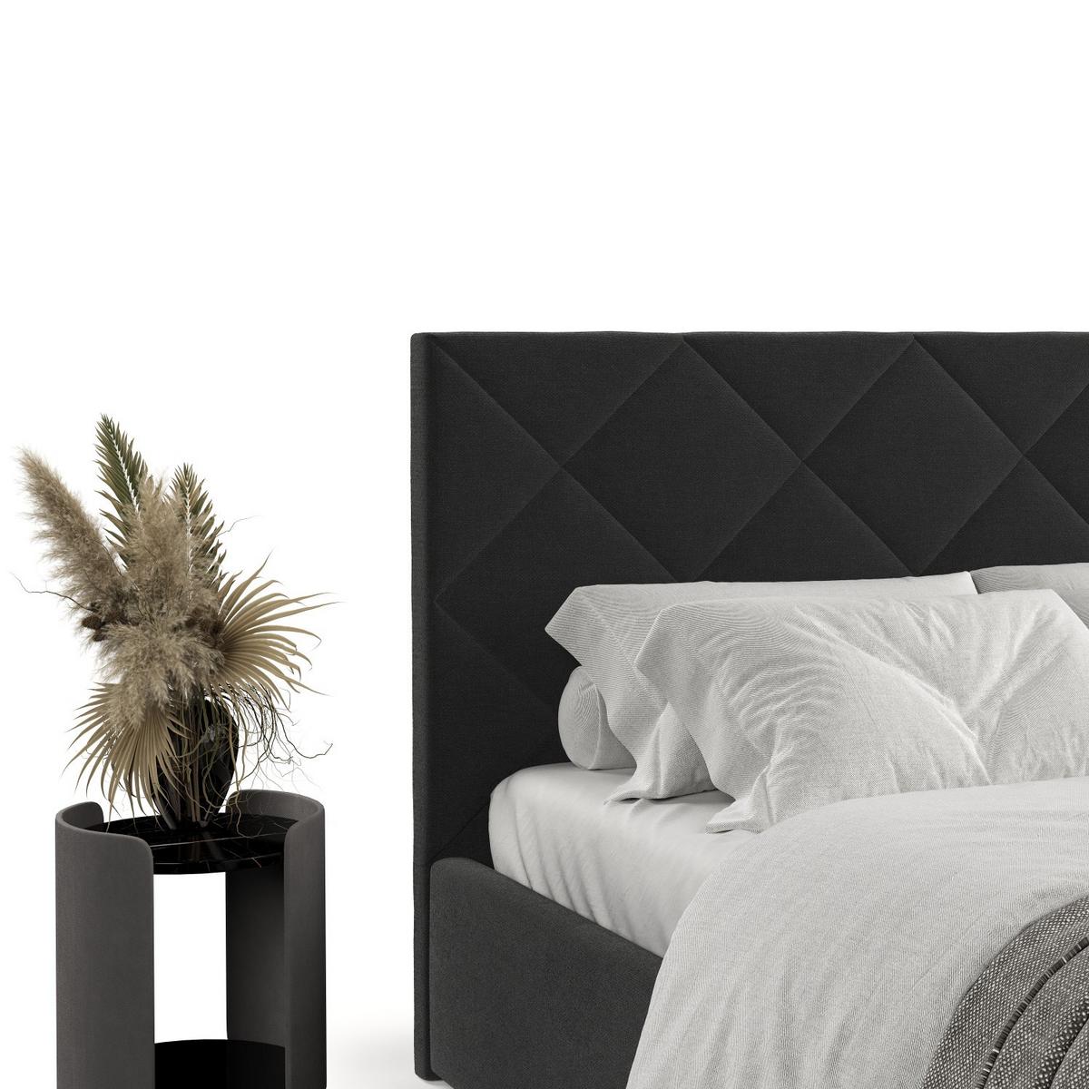 POLSTERBETT Torno 140/200 cm Schwarz im Asti Stoff - Schwarz/Naturfarben, Holz/Holzwerkstoff (140/200cm) - AltaBeds