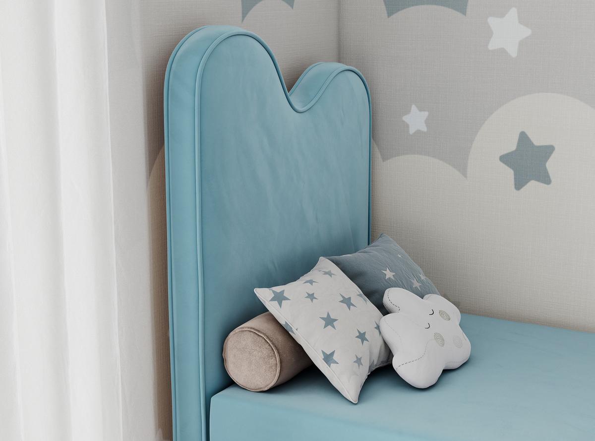 BOXBETT FLOW 90/180 Blau Velvet - H3 - Blau, Holz/Textil (90/180cm) - MKS