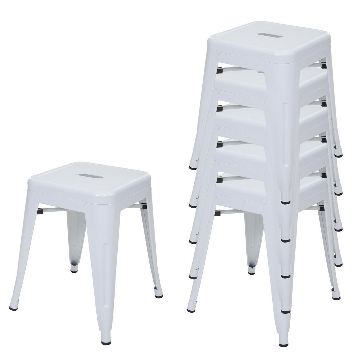 HOCKER METALL Reinweiß 6er-Set - Weiß, Metall (39/46/39cm) - MCW