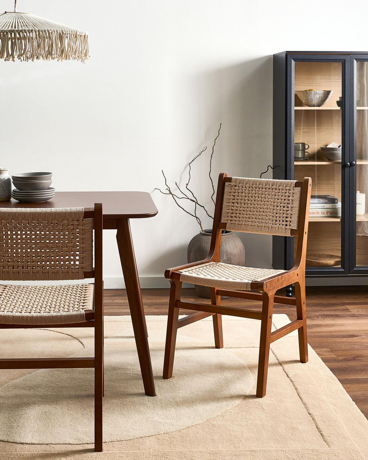 ESSZIMMERSTUHL 2er-Set Holz Braun/Beige Ozella - Braun, Holz (46/84/55cm) - Beliani
