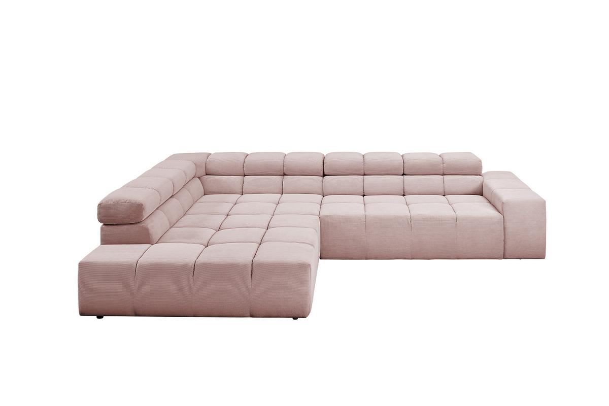 ECKSOFA NEVADA Pink Cord - Schwarz/Rosa, Kunststoff/Textil (319/215cm) - KAWOLA