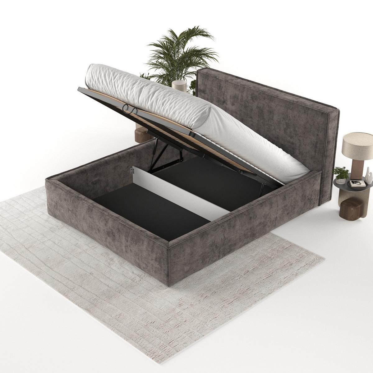 POLSTERBETT Sato mit Stauraum 200/200 cm Braun im Terra NW Stoff - Schwarz/Naturfarben, Holz/Holzwerkstoff (200/200cm) - AltaBeds