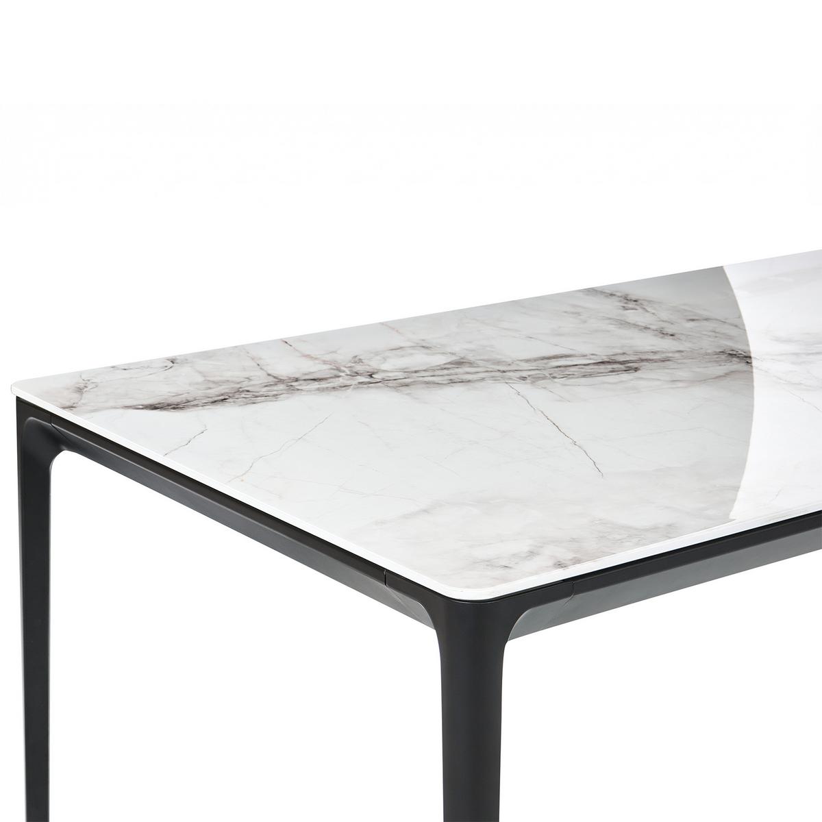 ESSTISCH Weißer Marmor 140/80 cm Glas Jollein - Weiß, Glas (140/80/73cm) - Beliani