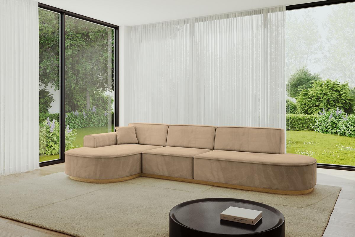 ECKSOFA Ottomane Links MARI-L2-v2 - 328x171x83 cm Taupe Velours - Taupe, Holzwerkstoff/Textil (328/171cm) - ALTDECOR