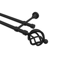 GARDINENSTANGE Primus Paolo 160 cm, 2-läufig (ohne Ringe), 16 mm Ø Schwarz - Schwarz, Metall (160cm) - INTERDECO