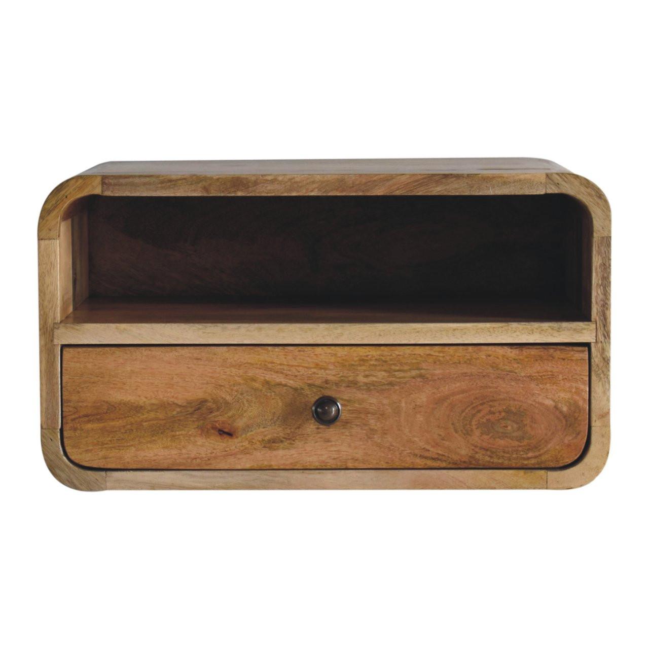 NACHTTISCH Levitate, Wandmontiert, 1 Schublade, 1 Offener Lagerraum, Beige - Beige/Messingfarben, Holz/Metall (45/25/32cm) - Artisan Furniture
