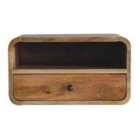 NACHTTISCH Levitate, Wandmontiert, 1 Schublade, 1 Offener Lagerraum, Beige - Beige/Messingfarben, Holz/Metall (45/25/32cm) - Artisan Furniture