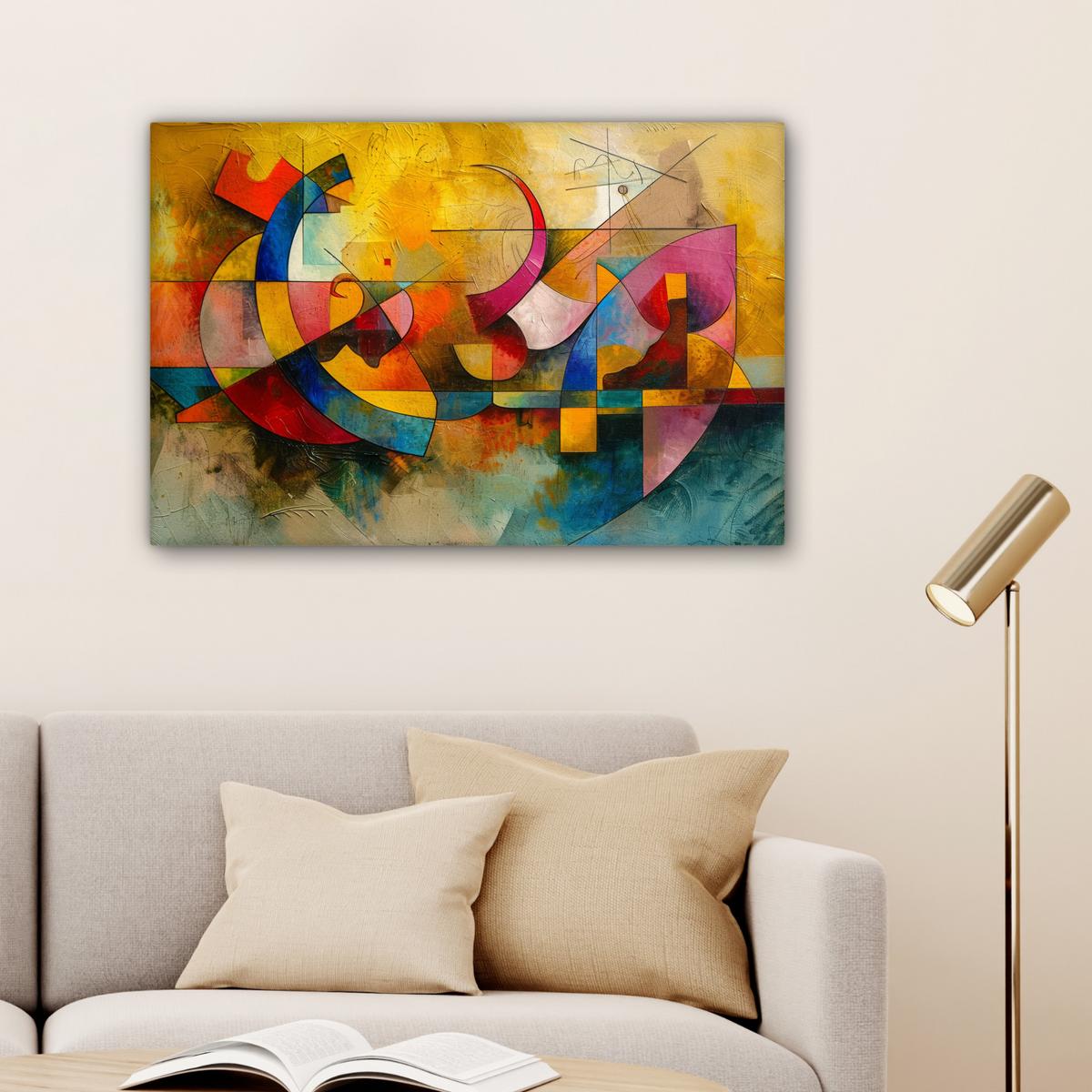 LEINWANDBILD Kunst - Abstrakt - Modern Wanddeko 90x60 cm - Gelb, Textil (90/60cm) - MuchoWow