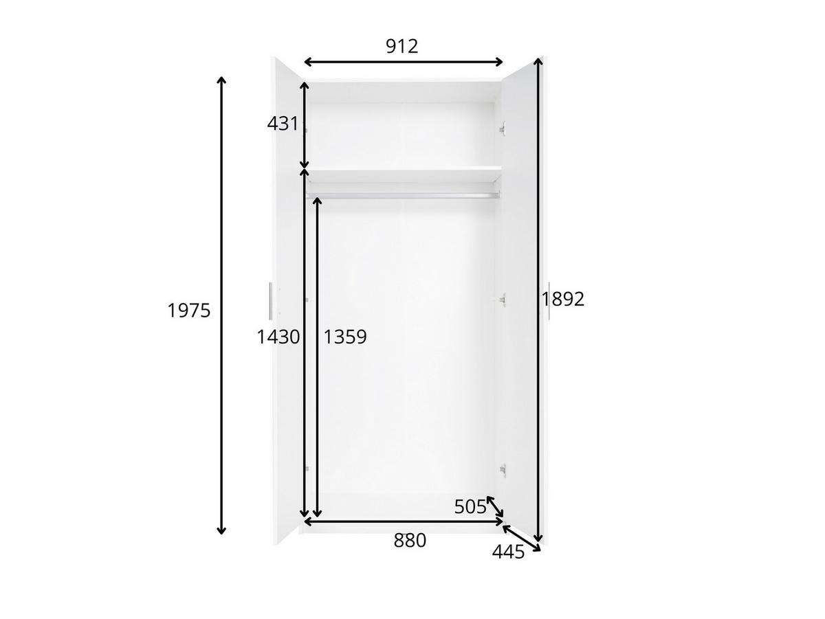 DREHTÜRENSCHRANK LUGERN 91,2/197,6/53,6cm 2-türig Eiche Wellington - Eichefarben, Holzwerkstoff (91.2/197.6/53.6cm) - MASSENO