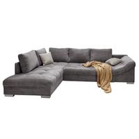 ECKSOFA mit Schlaffunktion, Wellenunterfederung, Ottomane links B298/T202/H84 cm, Liegefl. 154x227 cm, Cord Grau / 17202 - Beige/Silberfarben, Holzwerkstoff/Textil (298/202cm) - luma-home