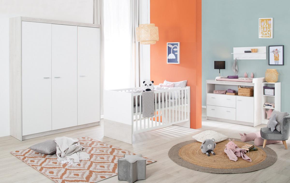 BABYZIMMER-SET Julia 3-teilig - Weiß, Holzwerkstoff (78/80/142cm) - Roba