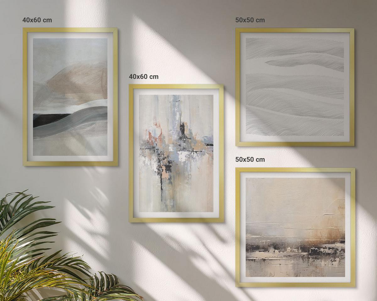 BILDER SET 4er Set - 50x50 cm & 40x60 cm Goldrahmen - Abstrakte Erdmuster - Goldfarben, Kunststoff (50/50cm) - TULUP