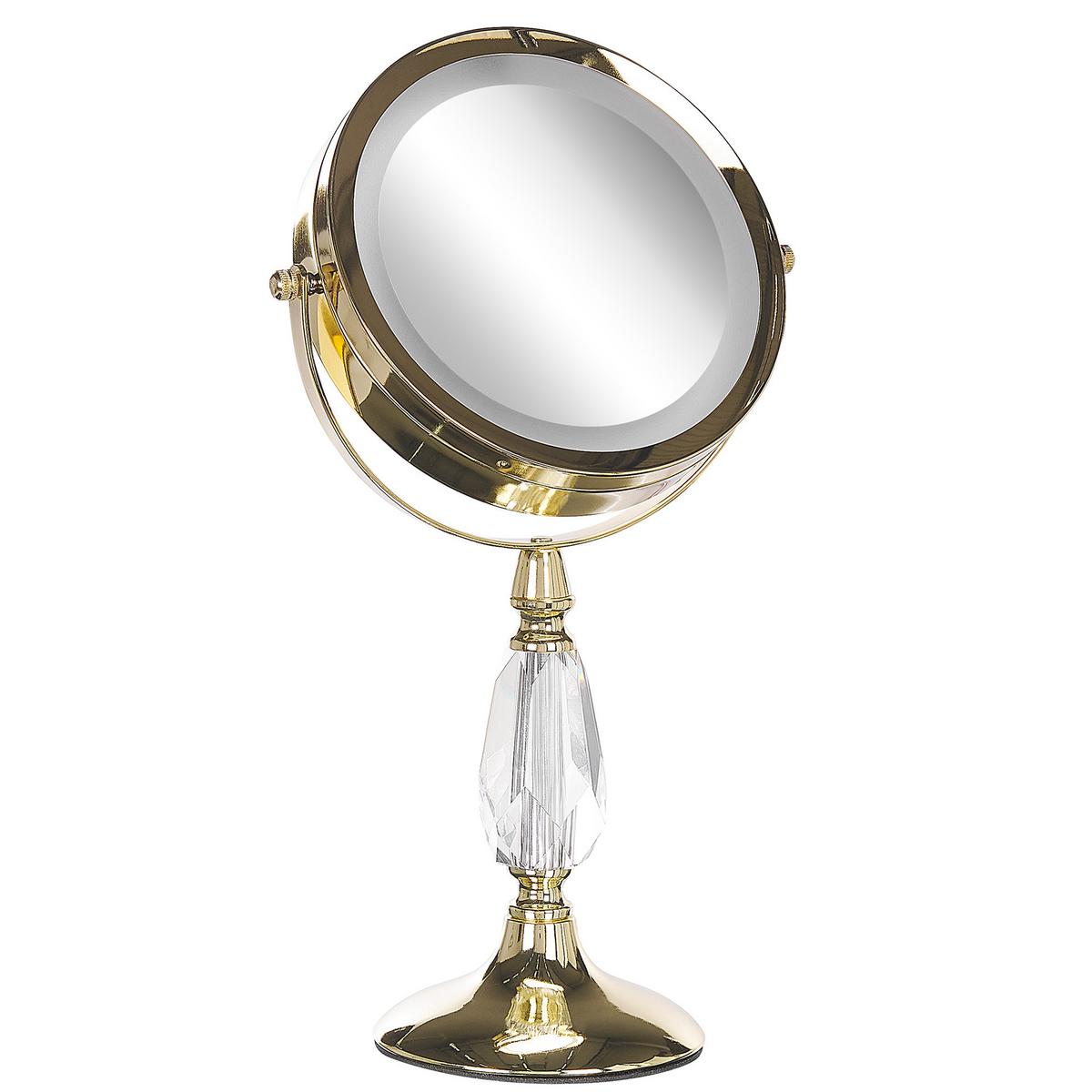 KOSMETIKSPIEGEL gold mit LED-Beleuchtung 18 cm Maury - Goldfarben, Metall (18/37/12cm) - Beliani