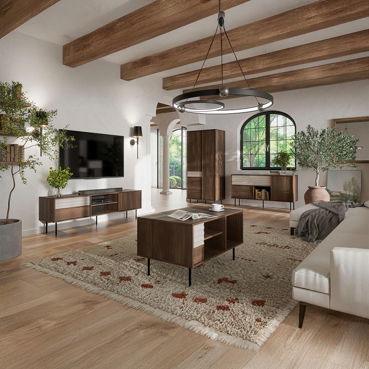 COUCHTISCH Astra Dunkles Holz und Kaschmir - Beige, Holzwerkstoff (60/96.6/55cm) - Petits-meubles